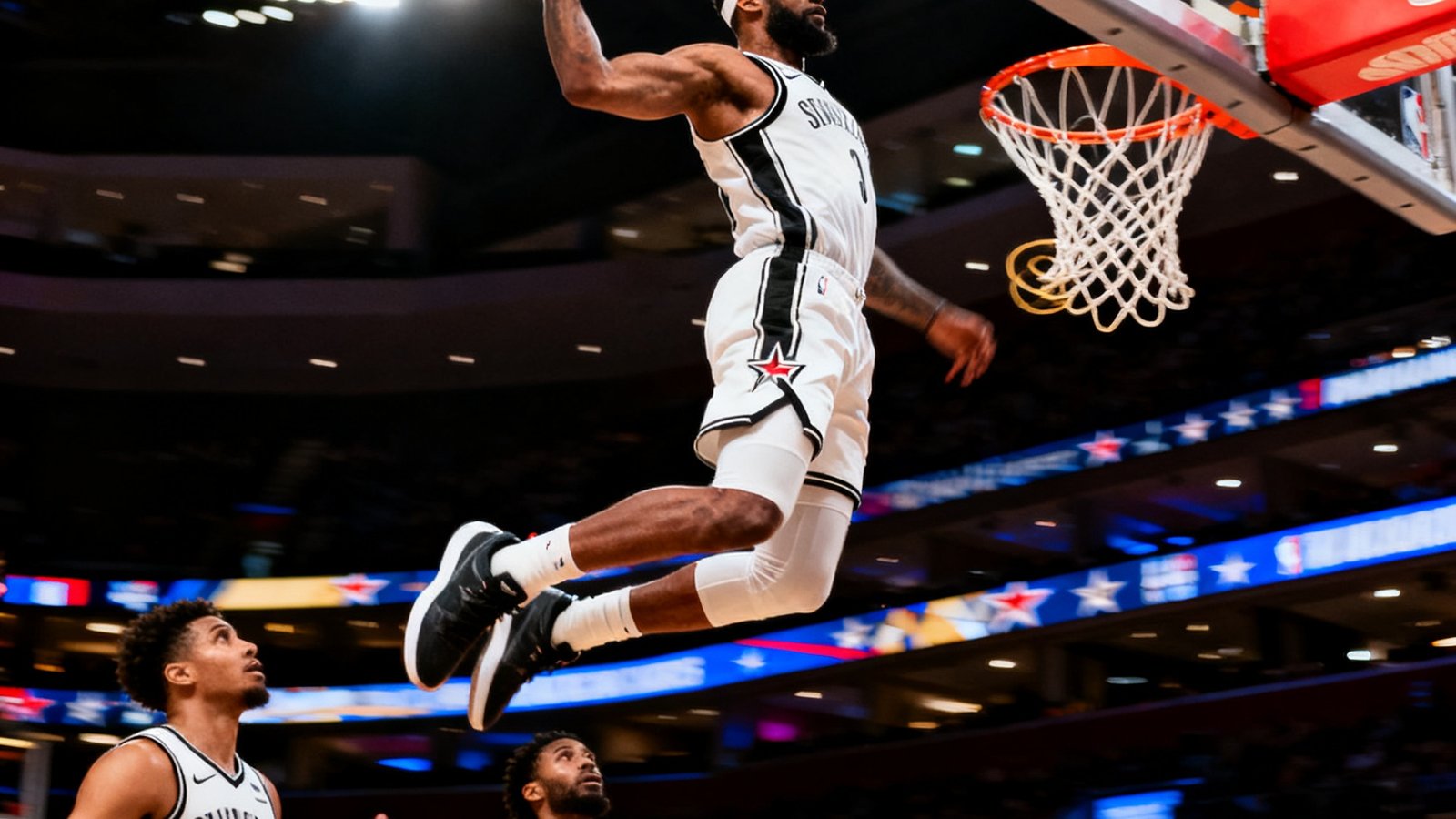 NBA全明星扣篮大赛满分动作回放，飞跃两人扣篮